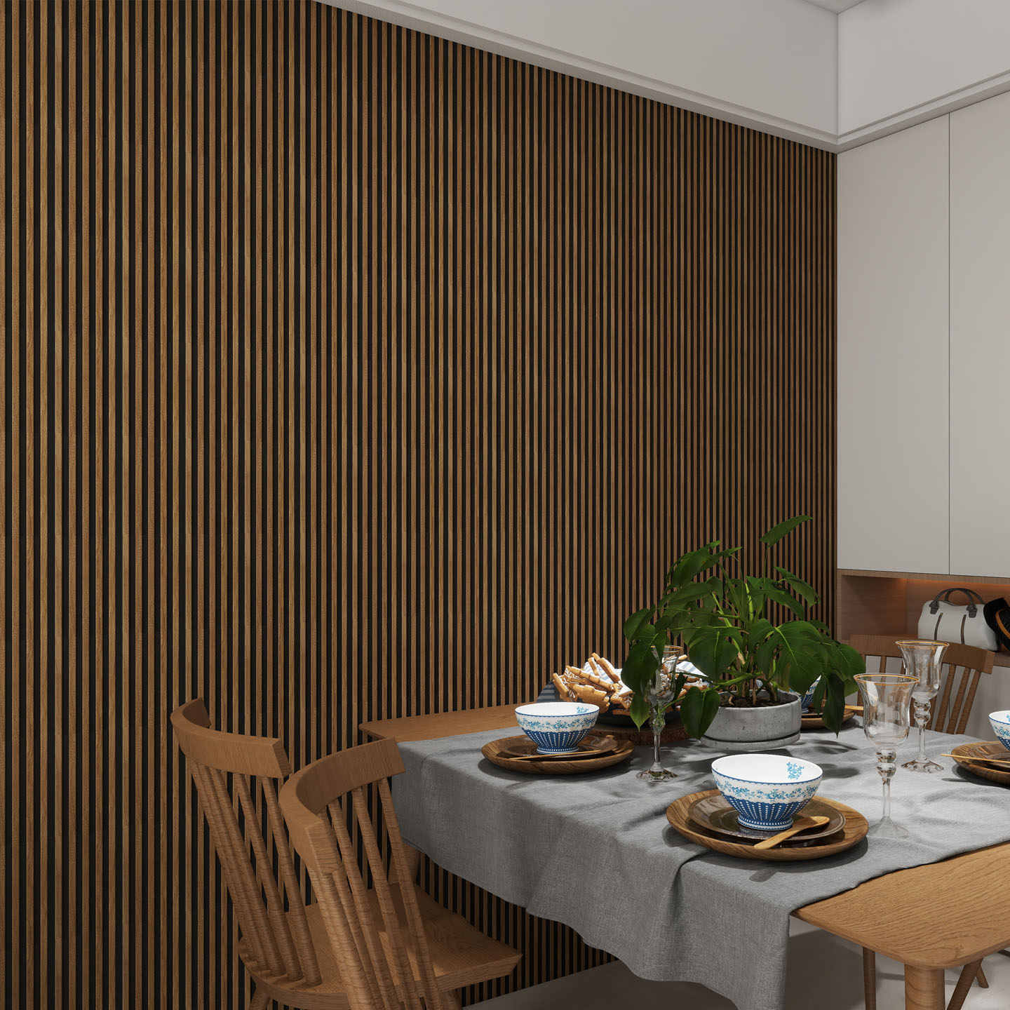 Panel para Pared Slim Line Toasted | Ambiente Comedor