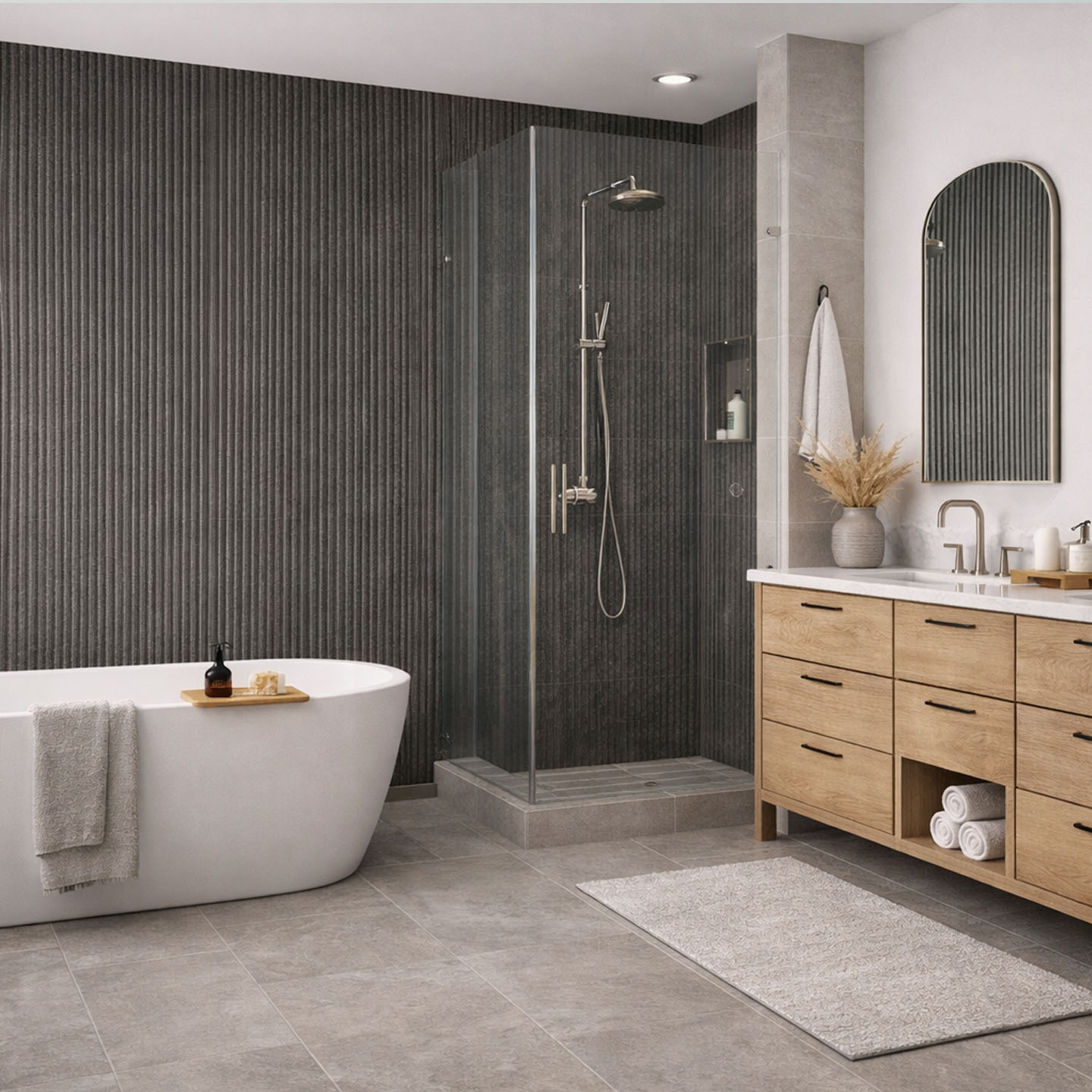 Panel para Pared Stone Line Basalt | Ambiente Baño